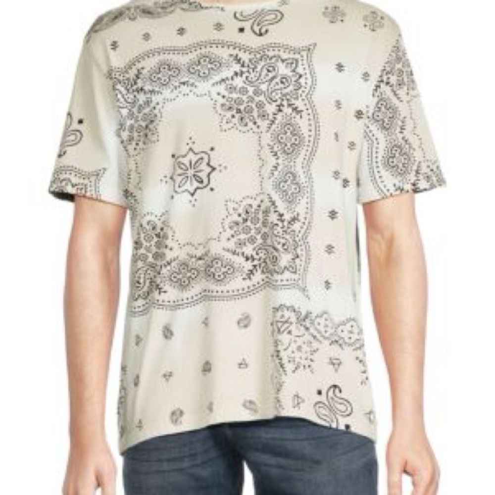 Men's Beige Bandana Print Tee